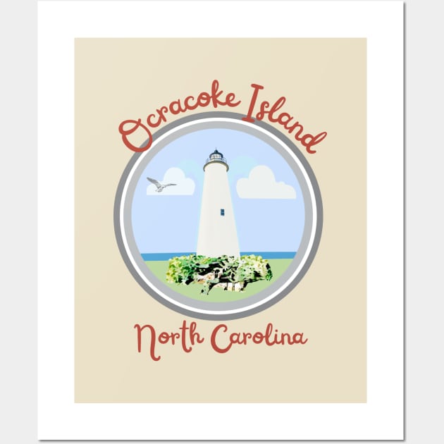 Ocracoke Island Lighthouse Wall Art by Trent Tides